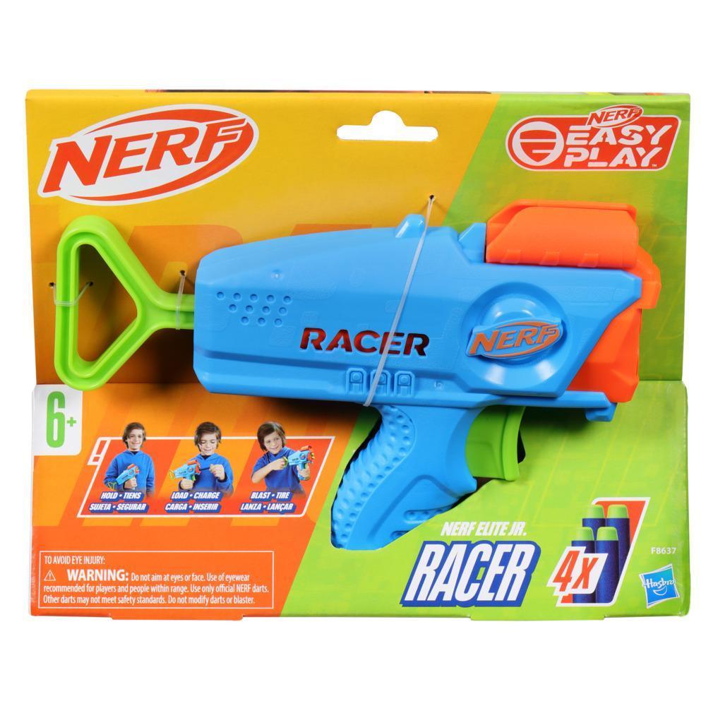 Nerf Elite Junior Racer Easy Play Dart Blaster with 4 Nerf Elite Darts, Nerf Blaster Outdoor Toys product thumbnail 1