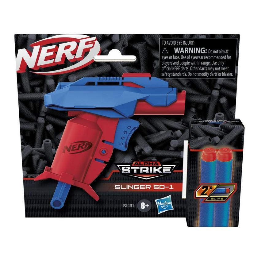 Nerf Alpha Strike Slinger Single-Fire Dart Blaster and 2 Official Nerf Elite Foam Darts -- Easy Load Prime Fire - Nerf