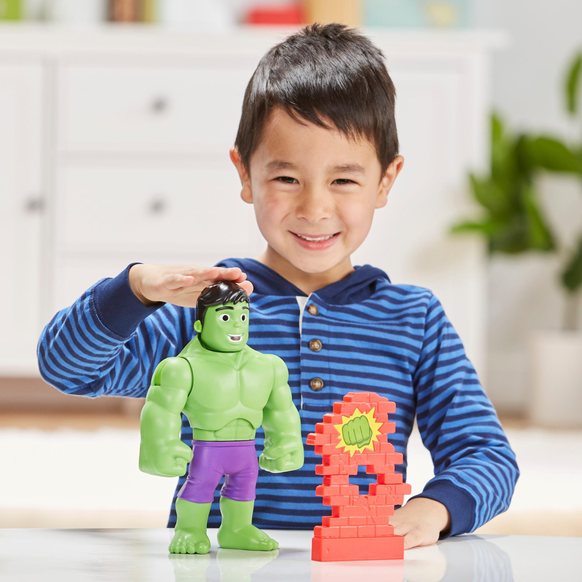 Marvel Spidey and His Amazing Friends Power Smash Hulk Preschool Toy, Face-Changing 10-inch Hulk Action Figure, Ages 3+ product thumbnail 1