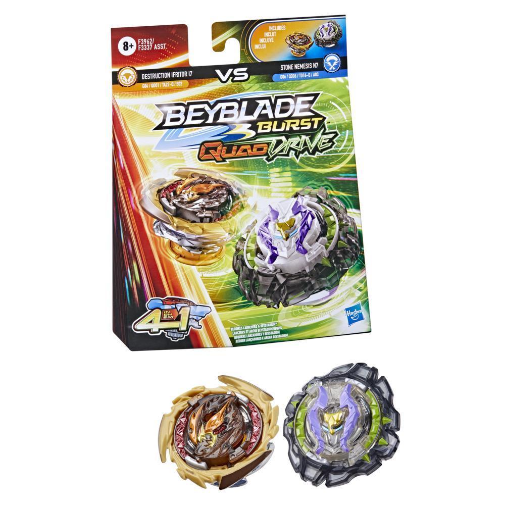 Beyblade Burst QuadDrive Destruction Ifritor I7 and Stone Nemesis N7 Spinning Top Dual Pack -- Battling Game Top Toy product thumbnail 1