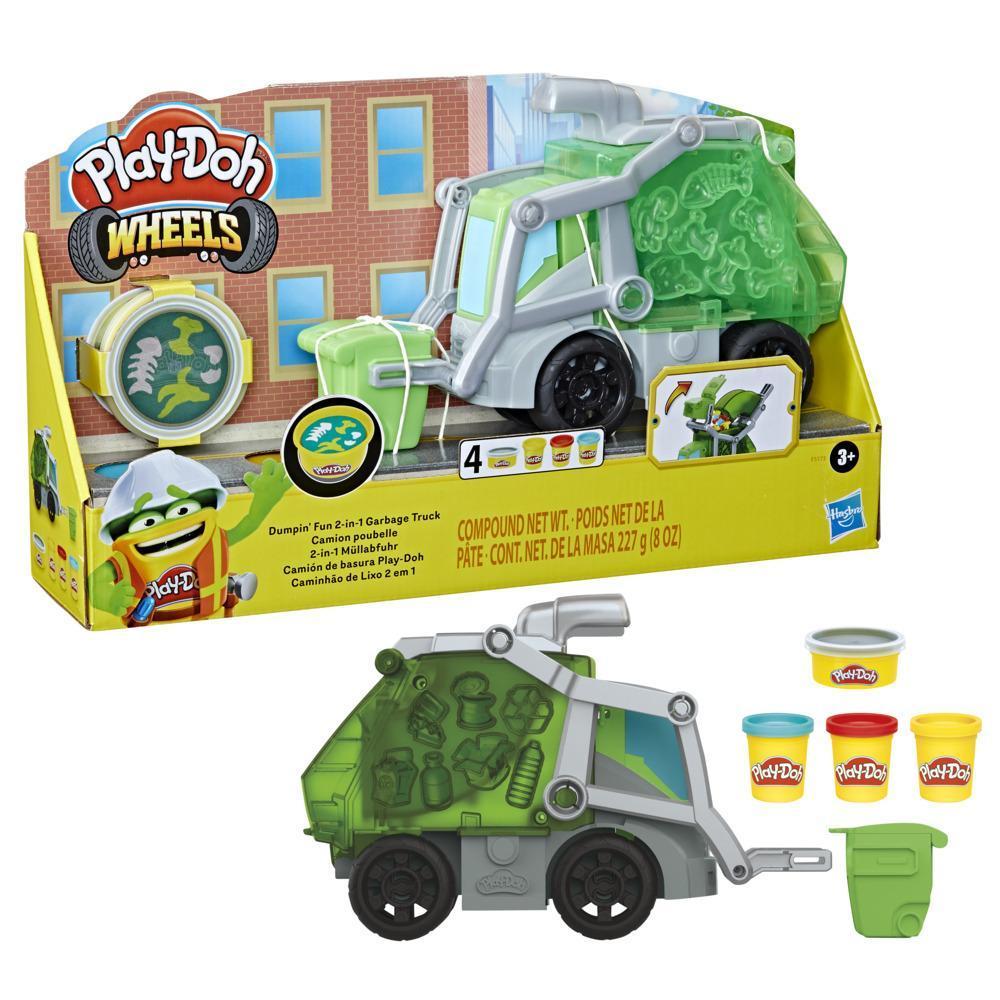 Play-Doh Wheels Dumpin' Fun 2-in-1 Garbage Truck with Garbage Compound and 3 Cans product thumbnail 1