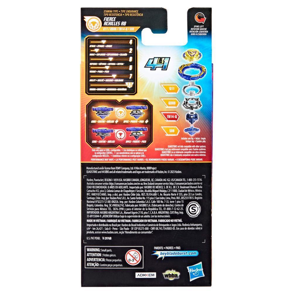 Beyblade Burst QuadStrike Fierce Achilles A8 Spinning Top Single Pack, Battling Game Toy product thumbnail 1