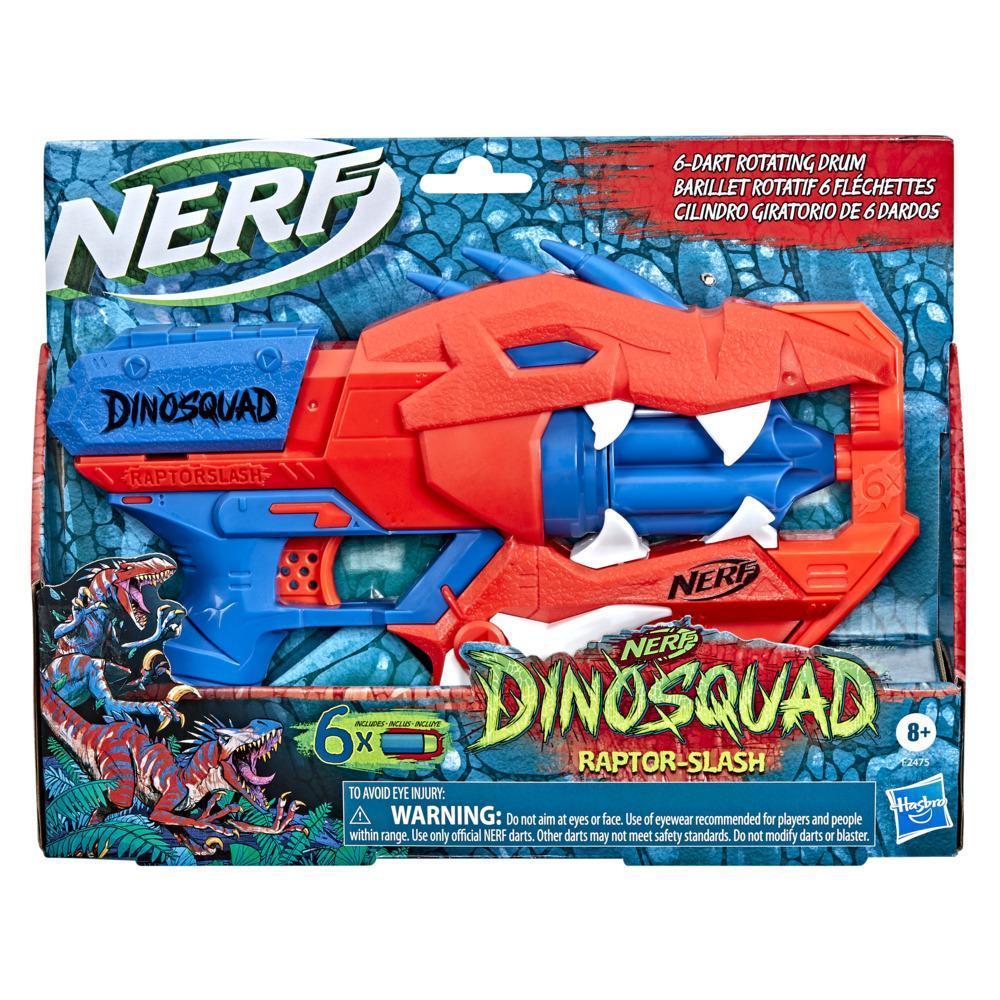 Nerf DinoSquad Raptor-Slash Dart Blaster, 6-Dart Rotating Drum, Slam Fire, 6 Nerf Darts, Velociraptor Dinosaur Design product thumbnail 1