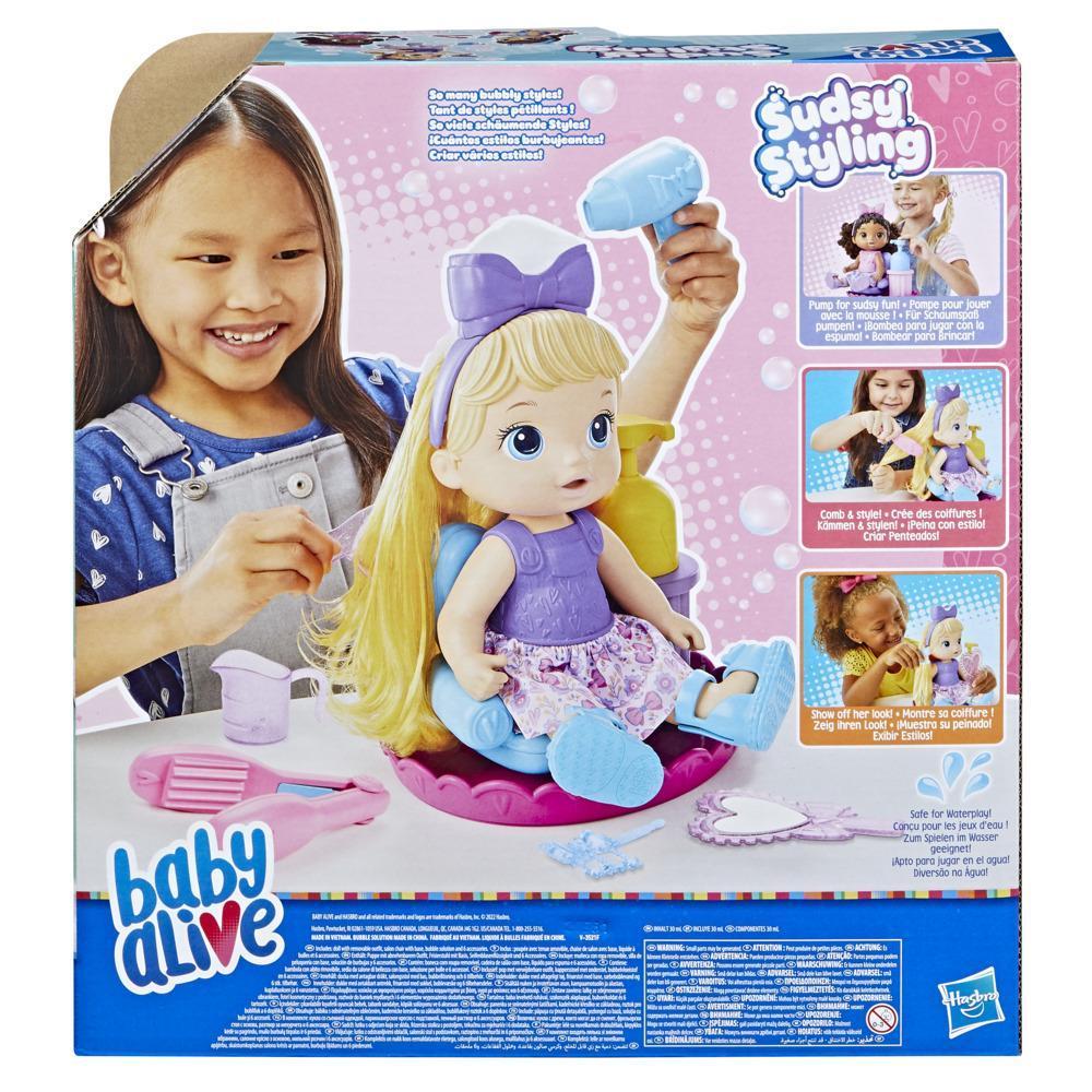 Baby Alive Sudsy Styling Doll, 12-Inch Toy for Kids 3 and Up, Salon Baby Doll Accessories, Bubble Solution, Blonde Hair product thumbnail 1