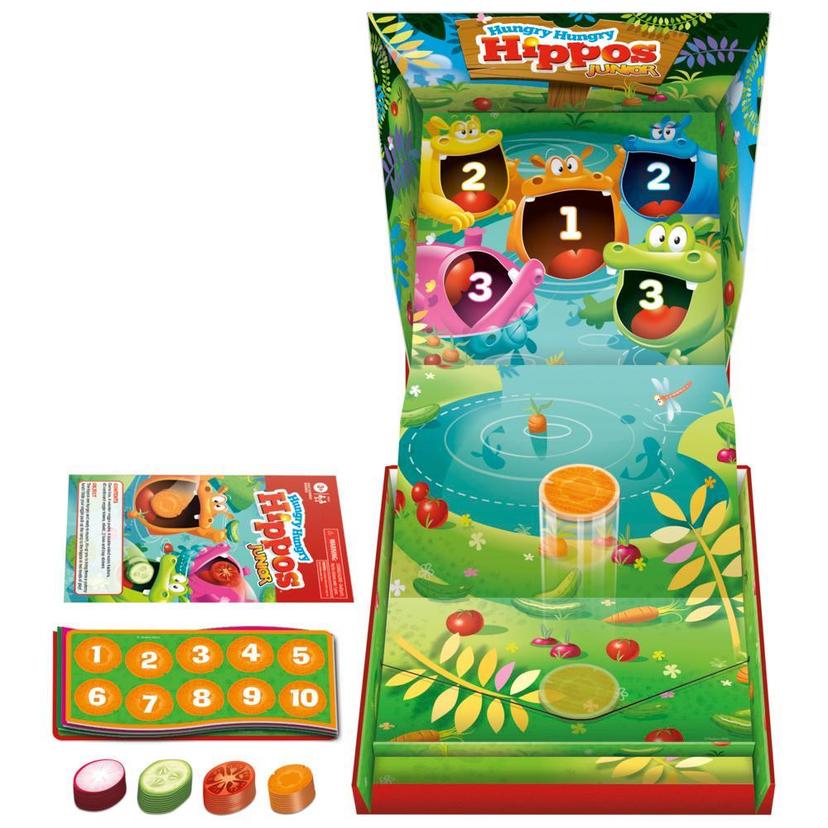 Jogo de tabuleiro júnior Hungry Hungry Hippos, Jogos pré-escolares com mais  de 3 anos, Jogos de tabuleiro para crianças para 2-4 jogadores, Jogos para  crianças, Jogo de contagem e número - Hasbro
