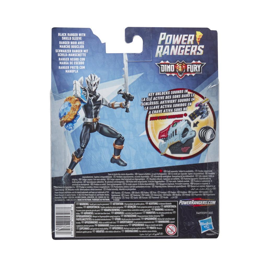 Power Rangers Dino Fury Black Ranger with Shield Sleeve 6-Inch Action Figure Toy, Dino Fury Key, Chromafury Saber Accessory product thumbnail 1