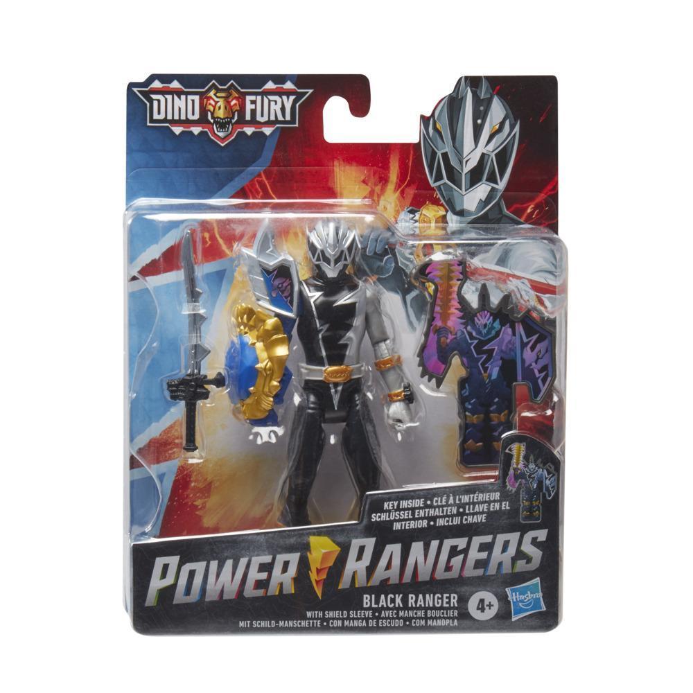 Power Rangers Dino Fury Black Ranger with Shield Sleeve 6-Inch Action Figure Toy, Dino Fury Key, Chromafury Saber Accessory product thumbnail 1