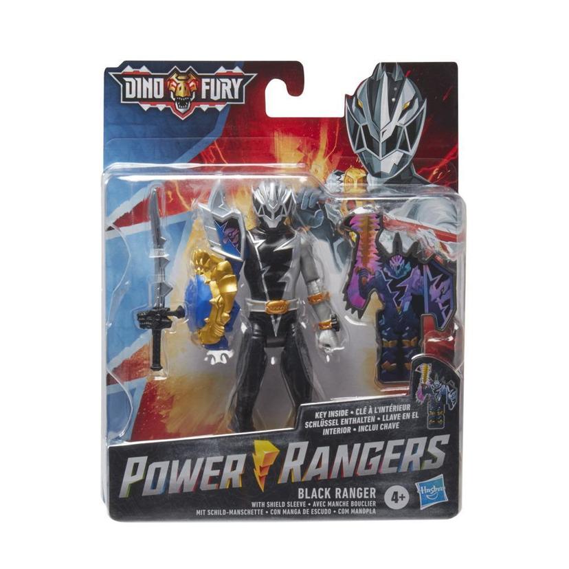 Power Rangers Dino Fury Black Ranger with Shield Sleeve 6-Inch Action Figure Toy, Dino Fury Key, Chromafury Saber Accessory product image 1