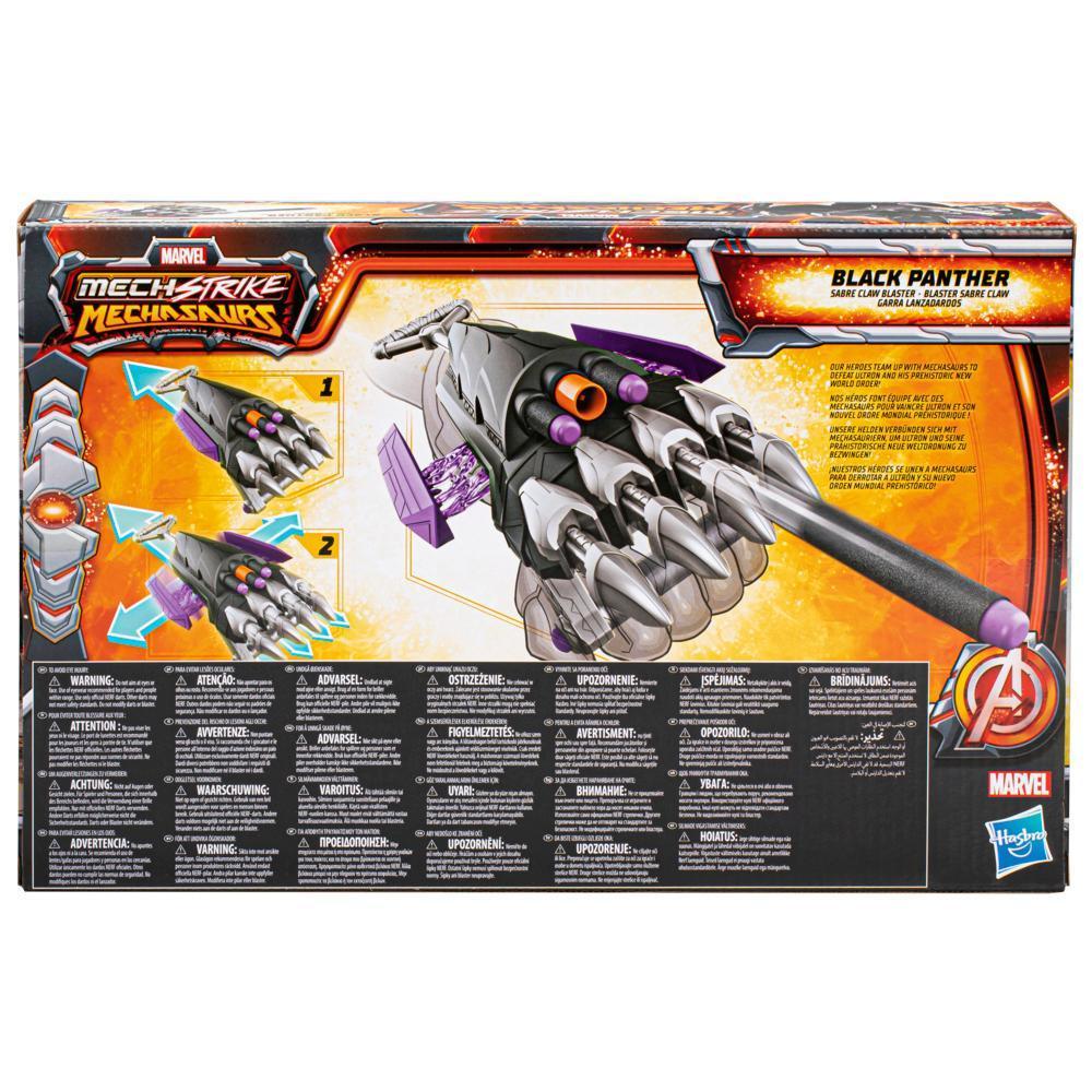 Marvel Mech Strike Mechasaurs Black Panther Sabre Claw Blaster, NERF Blaster with 3 Darts product thumbnail 1