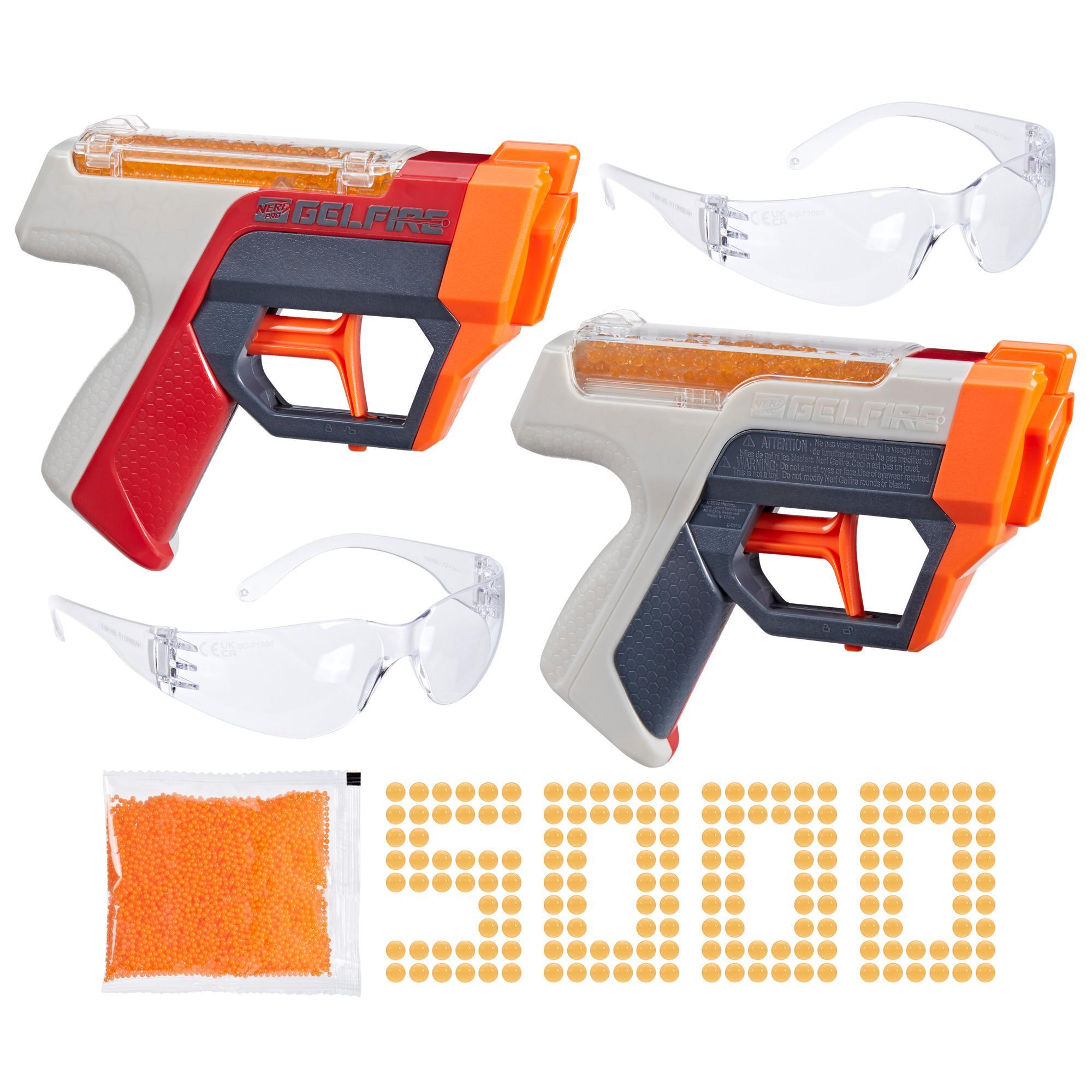 Nerf Pro Gelfire Dual Wield Pack, 2 Blasters, 5000 Gelfire Rounds, 2x 100 Round Integrated Hoppers, 2 Eyewear product thumbnail 1