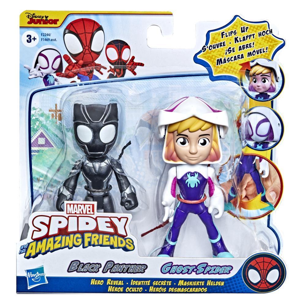 Marvel Spidey and His Amazing Friends Hero Reveal Figure 2-Pack, Mask Flip Feature, Ghost-Spider and Black Panther, 3 And Up product thumbnail 1