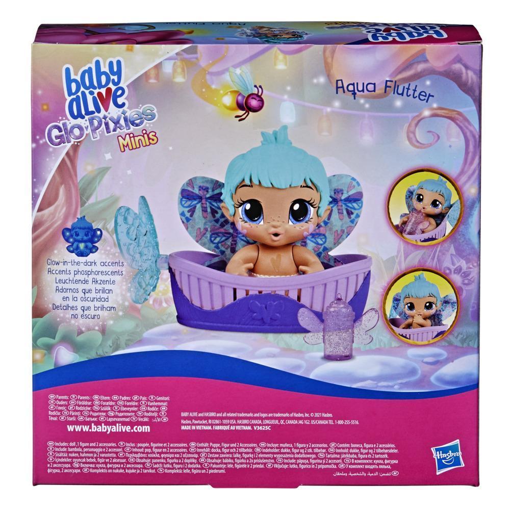 Baby Alive GloPixies Minis Doll, Aqua Flutter, Glow-In-The-Dark 3.75-Inch Pixie Toy with Surprise Friend, Kids 3 and Up product thumbnail 1