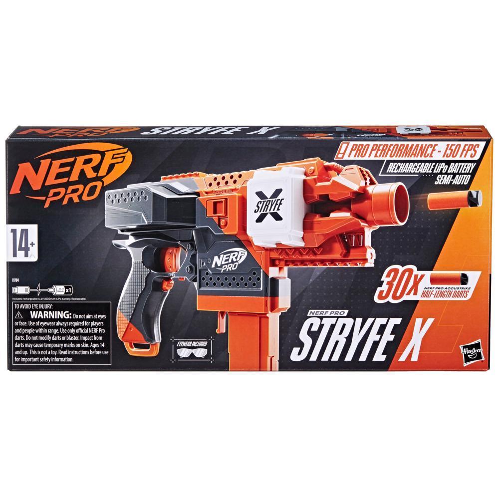 Nerf Pro Stryfe X Dart Blaster, Battery, 30 Nerf AccuStrike Half-Length Darts, Magazine, Eyewear product thumbnail 1