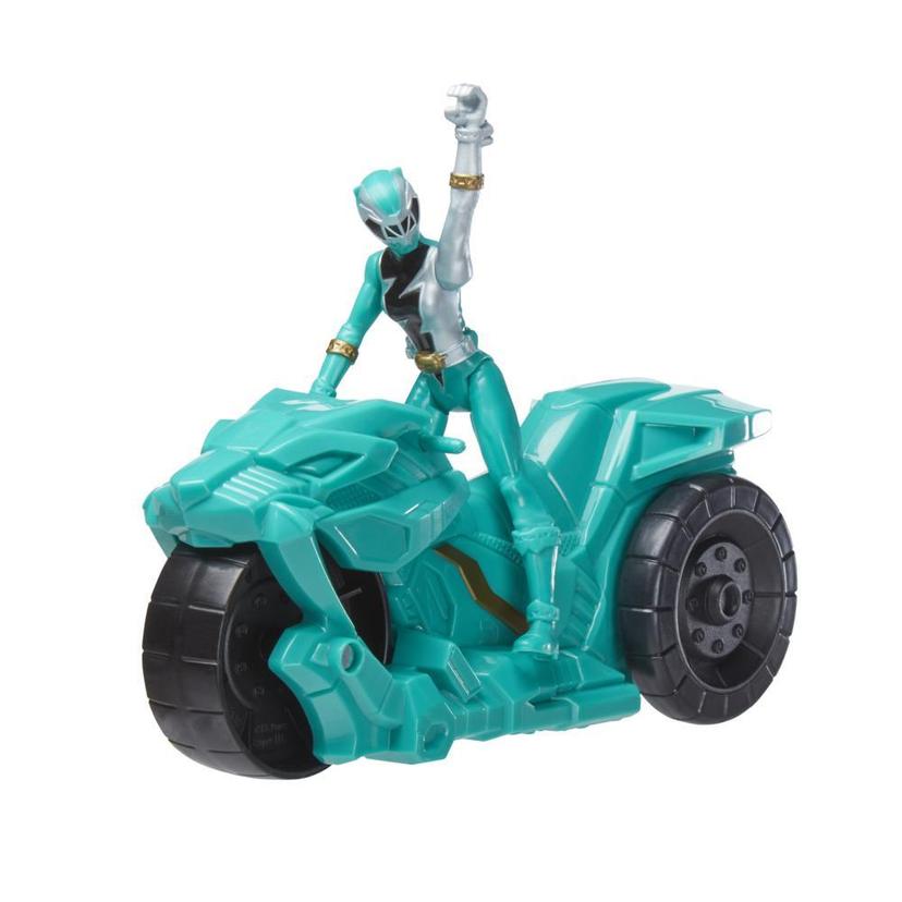 Power Rangers Dino Fury Rip N Go Sabertooth Battle Rider and Dino Fury Green Ranger 6-Inch-Scale Vehicle and Figure Toy product image 1