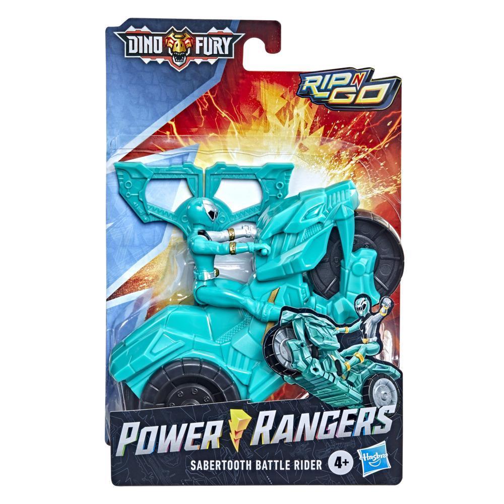 Power Rangers Dino Fury Rip N Go Sabertooth Battle Rider and Dino Fury Green Ranger 6-Inch-Scale Vehicle and Figure Toy product thumbnail 1