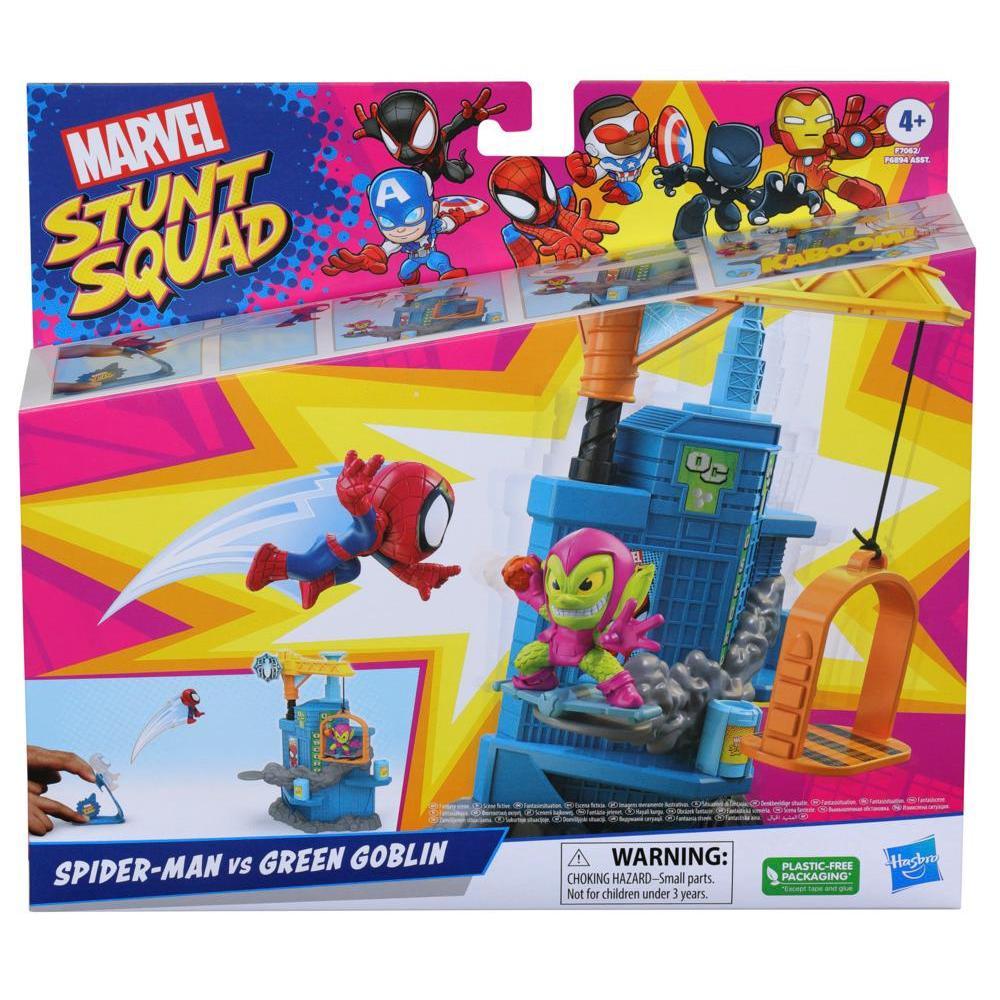 Marvel Stunt Squad Crane Smash Playset, Spider-Man and Green Goblin Action Figures (1.5”) product thumbnail 1