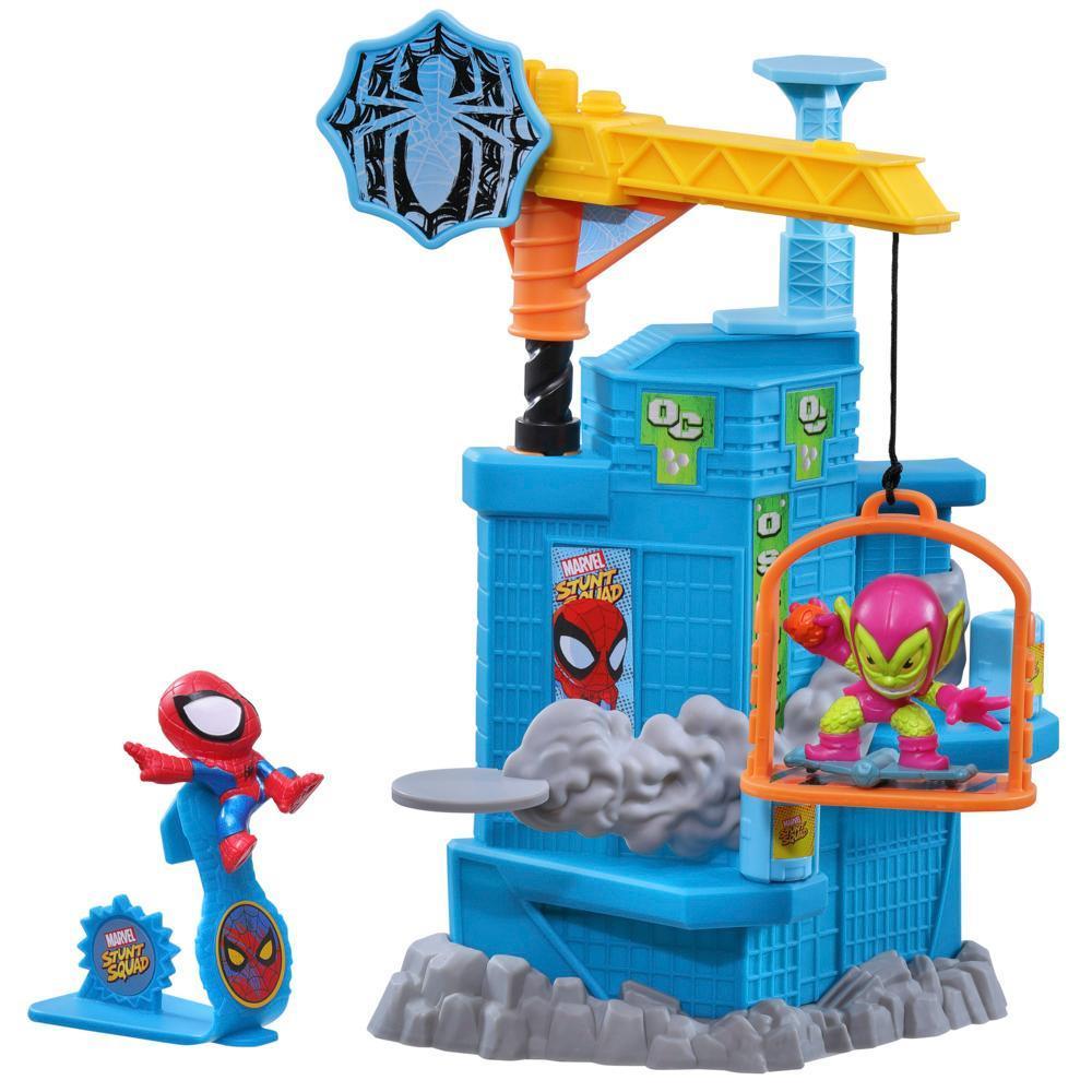 Marvel Stunt Squad Crane Smash Playset, Spider-Man and Green Goblin Action Figures (1.5”) product thumbnail 1