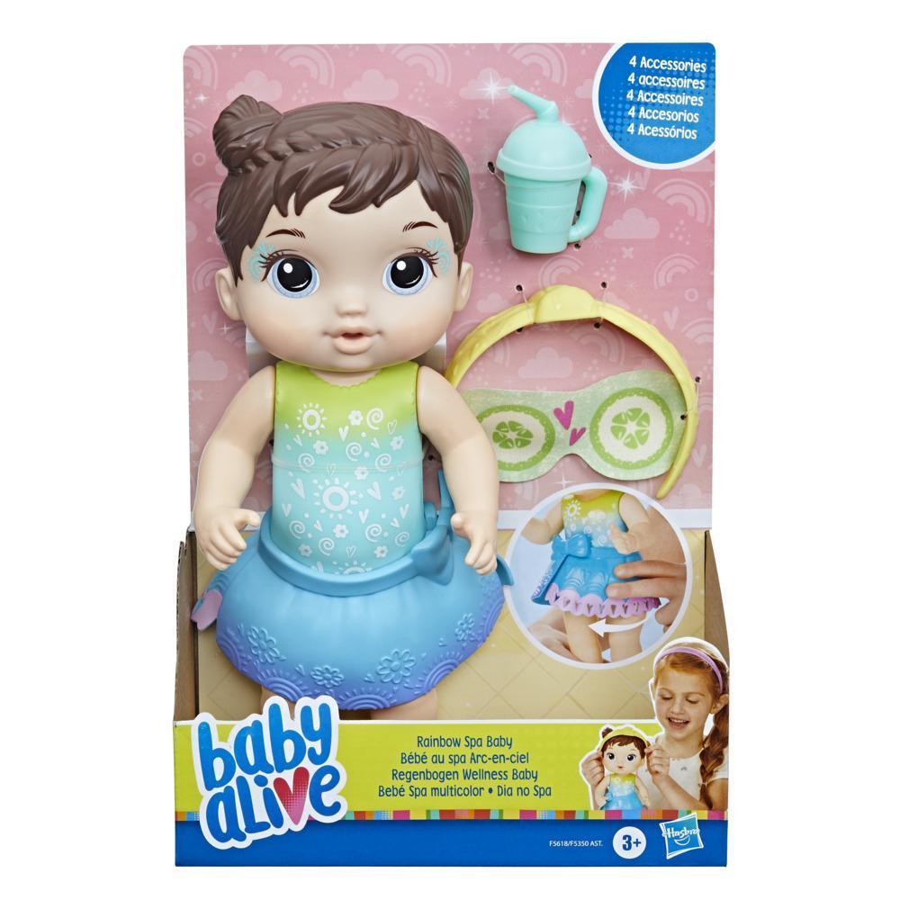 Baby Alive Rainbow Spa Baby Doll, 10-Inch Spa-Themed Toy for Kids Ages 3 and Up, Doll Eye Mask and Bottle, Brown Hair product thumbnail 1