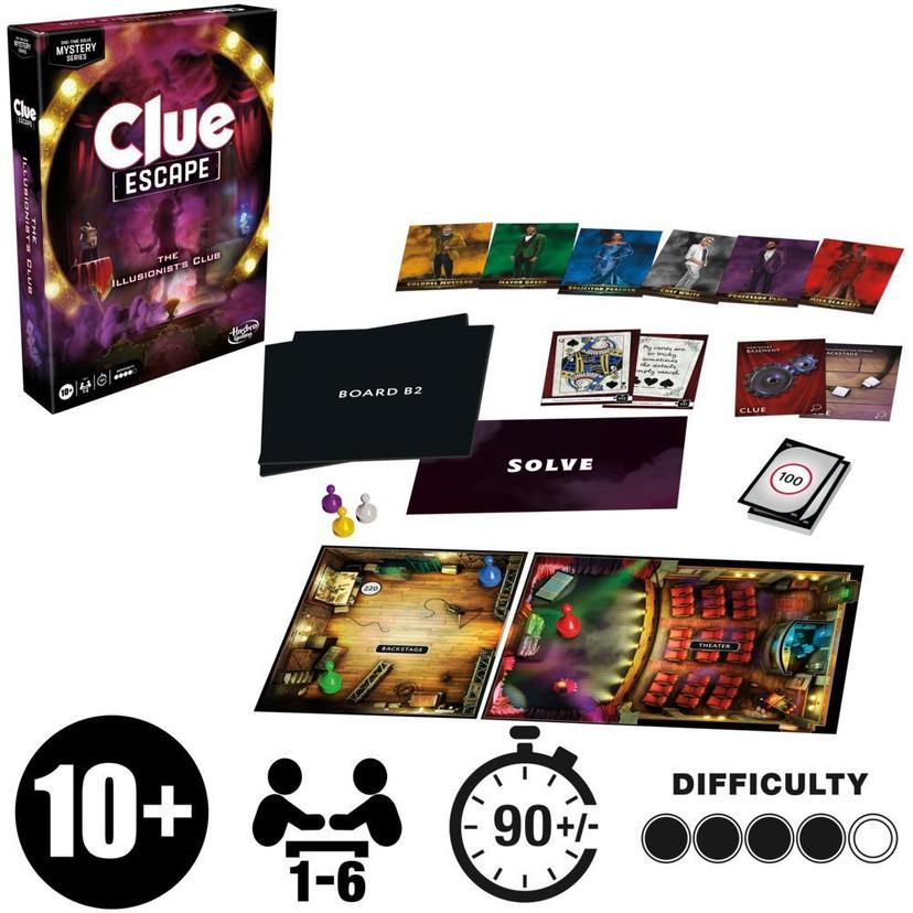 Clue Escape: The Illusionist’s Club Board Game, 1-Time Solve Escape Room Games, Mystery Games, Ages 10+ product image 1