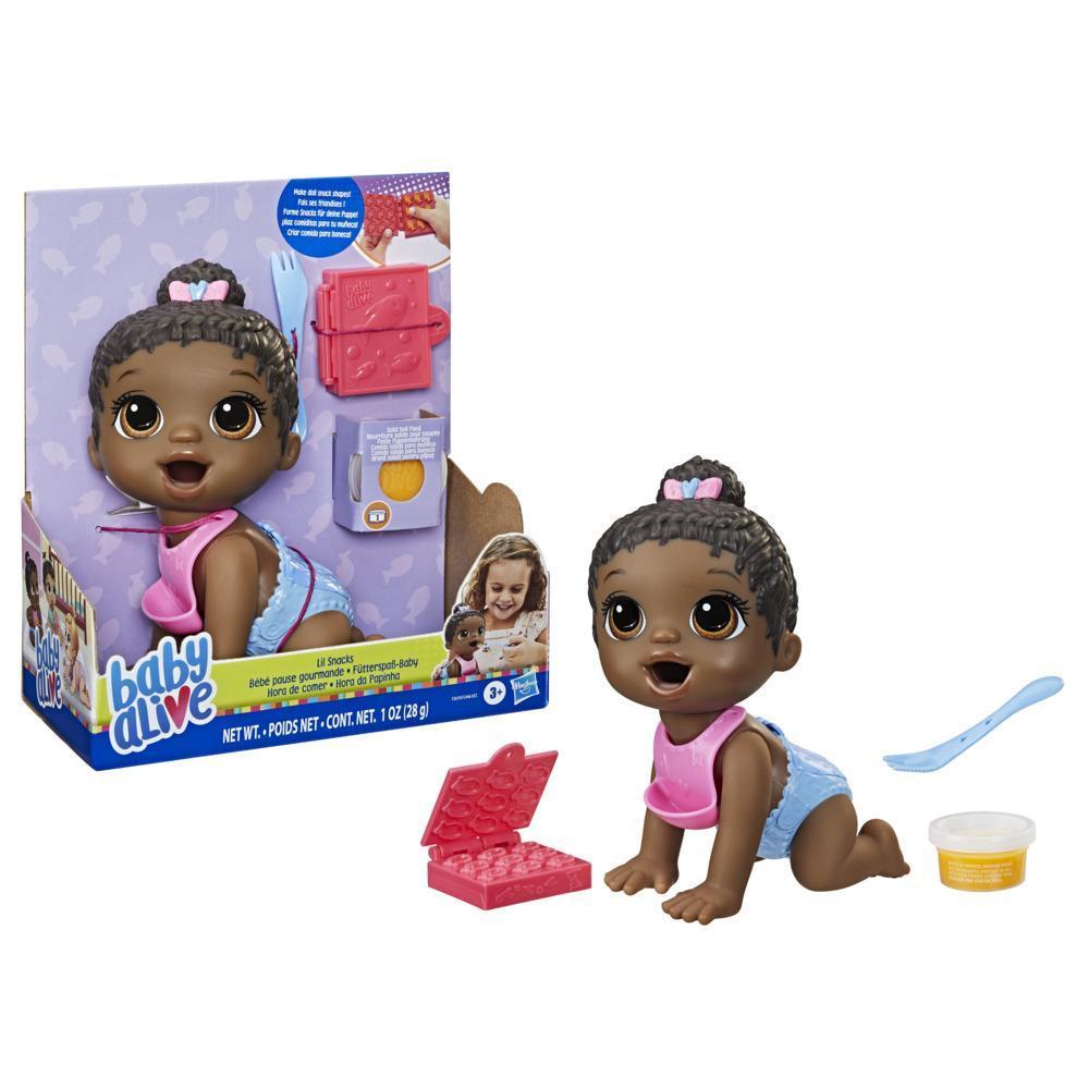 Baby Alive Lil Snacks Doll, Eats and "Poops," 8-inch Baby Doll with Snack Mold, Toy for Kids Ages 3 and Up, Black Hair product thumbnail 1