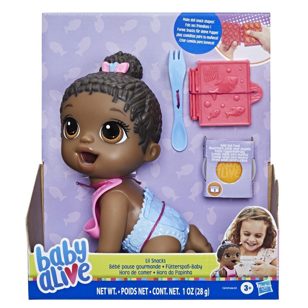Baby Alive Lil Snacks Doll, Eats and "Poops," 8-inch Baby Doll with Snack Mold, Toy for Kids Ages 3 and Up, Black Hair product thumbnail 1