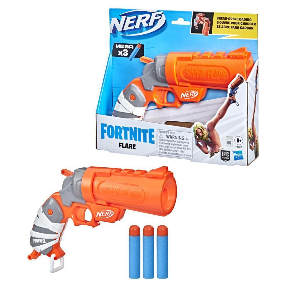 Nerf Fortnite Flare Dart Blaster, Break-Open Dart Loading, 3 Official Nerf Mega Whistle Darts, Pull-Down Priming Handle product thumbnail 1