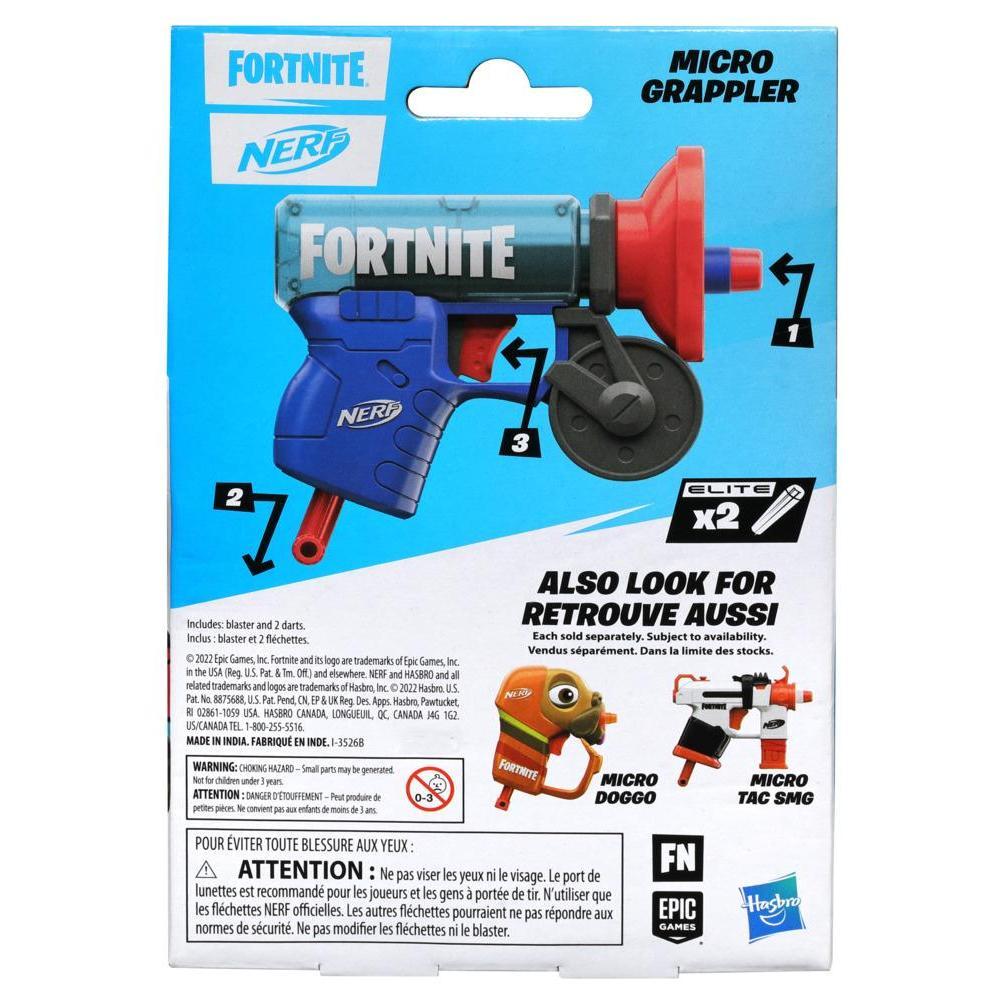 Nerf Fortnite MicroShots Micro Grappler Mini Dart-Firing Blaster, Fortnite Grappler Equipment Design, 2 Nerf Elite Darts product thumbnail 1