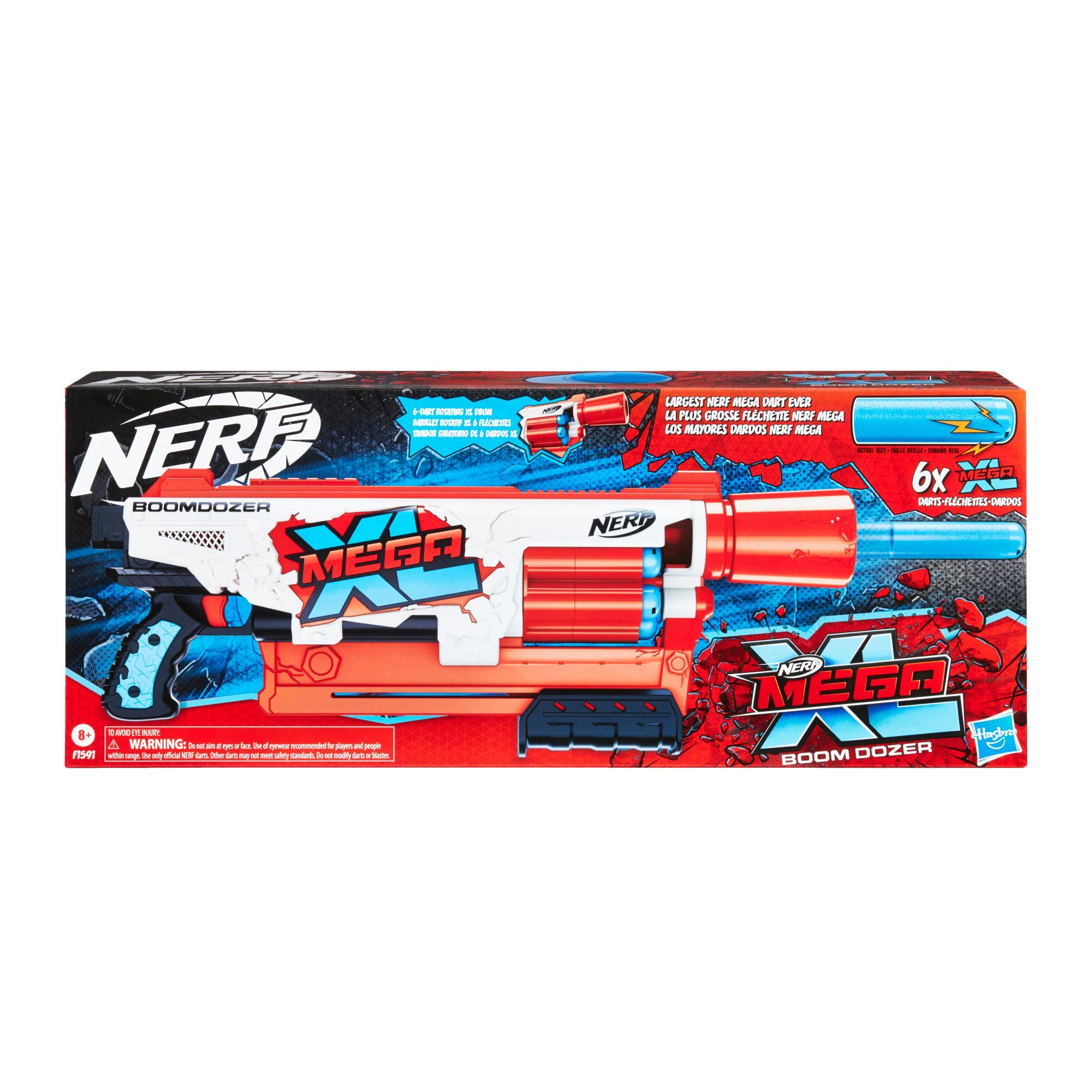 Nerf Mega XL Boom Dozer Blaster, Largest Nerf Mega Darts Ever, XL 6-Dart Rotating Drum, 6 Nerf Mega XL Whistler Darts product thumbnail 1