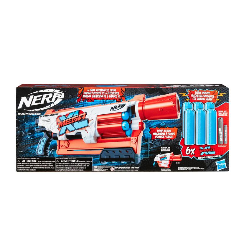 Nerf Mega XL Boom Dozer Blaster, Largest Nerf Mega Darts Ever, XL 6-Dart Rotating Drum, 6 Nerf Mega XL Whistler Darts product image 1
