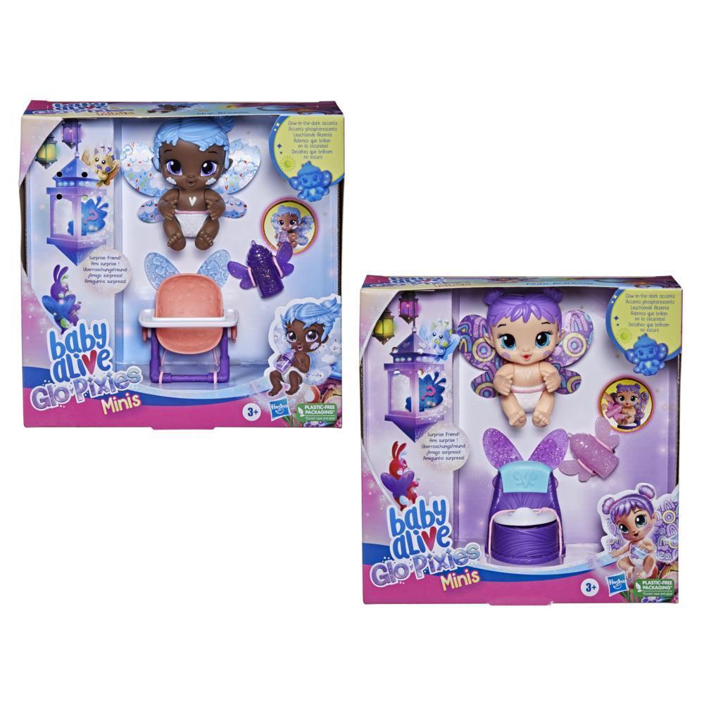 Baby Alive Glo Pixies Minis 2-Pack, Plum Rainbow and Sky Breeze, Glow-In-The-Dark Pixie Doll Toy for Kids 3 and Up product thumbnail 1