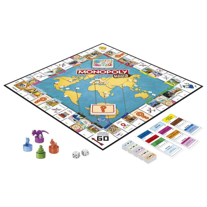 kleurstof As oppervlakte Monopoly Travel World Tour Board Game for Families and Kids Ages 8+,  Includes Token Stampers and Dry-Erase Gameboard - Monopoly