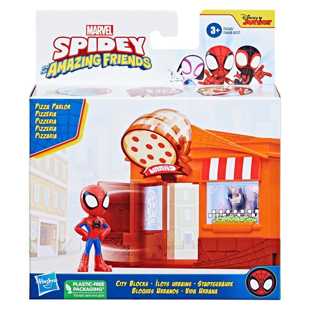 Marvel Spidey and His Amazing Friends City Blocks Spidey Pizza Parlor Kids Playset product thumbnail 1