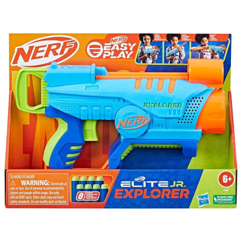 Nerf Elite Jr Explorer Easy-Play Toy Blaster, Easy Hold & Load & Blast, 8  Nerf Elite Darts, For 6 Year Old Boys & Girls - Nerf