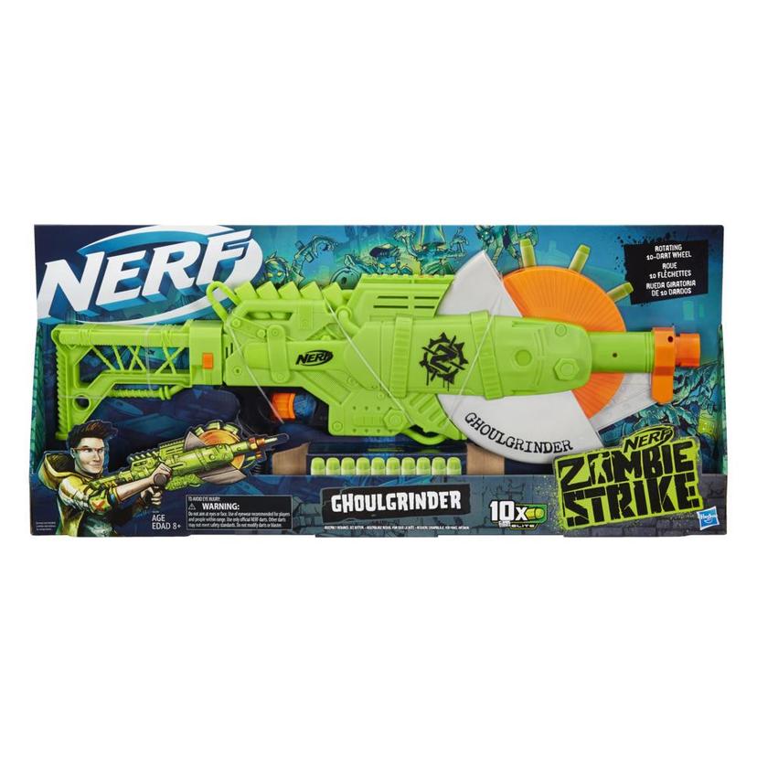Nerf Zombie Strike Ghoulgrinder Blaster -- Rotating 10-Dart Wheel, Official Nerf Zombie Elite Darts - Nerf