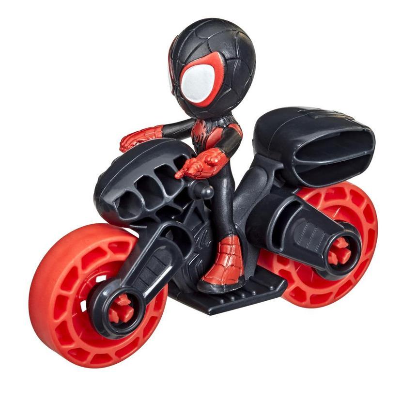 Marvel Spidey and His Amazing Friends Miles Morales: Spider-Man Figure with Motorcycle Preschool Toy, Ages 3 and Up product image 1