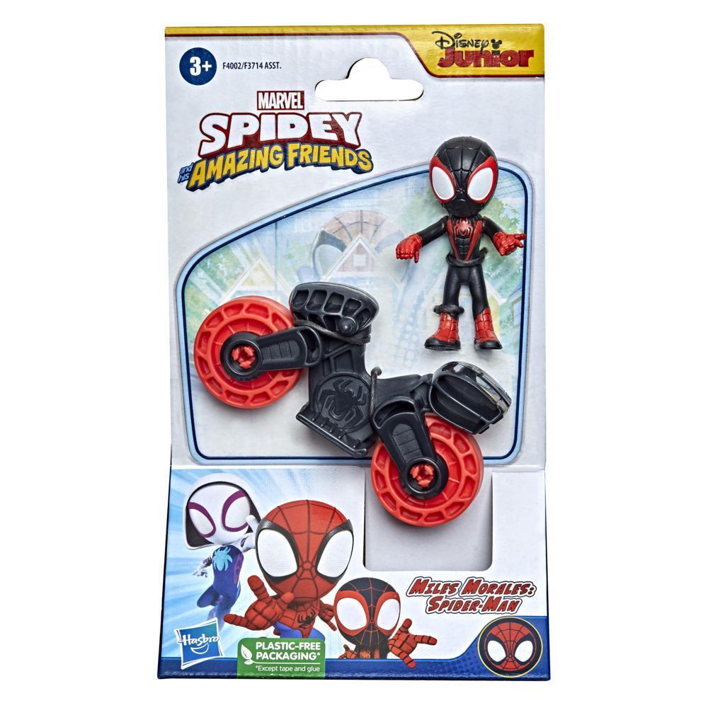Marvel Spidey and His Amazing Friends Miles Morales: Spider-Man Figure with Motorcycle Preschool Toy, Ages 3 and Up product thumbnail 1