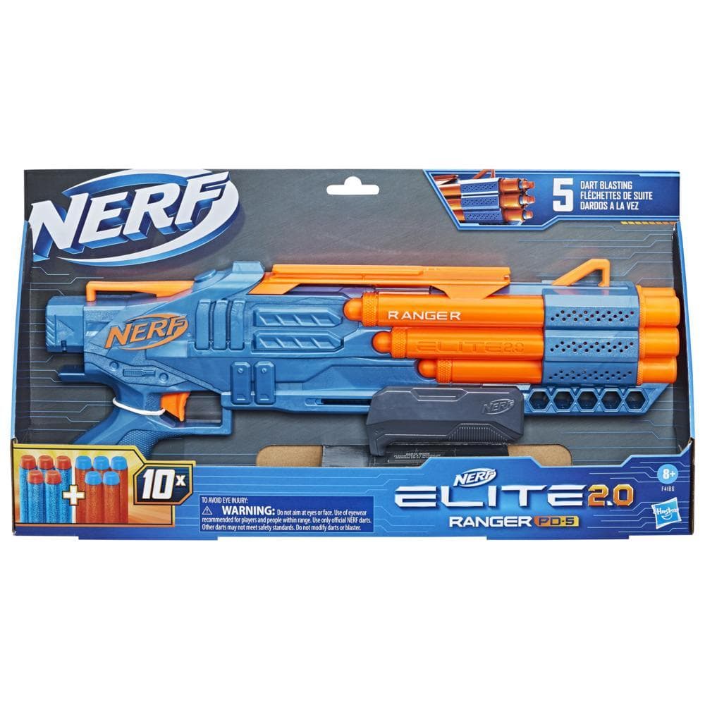 Nerf Elite 2.0 Ranger PD-5 Blaster, 5- Barrel Blasting, 10 Nerf Elite Darts, Easy To Use, Dart Storage, Pump Action product thumbnail 1