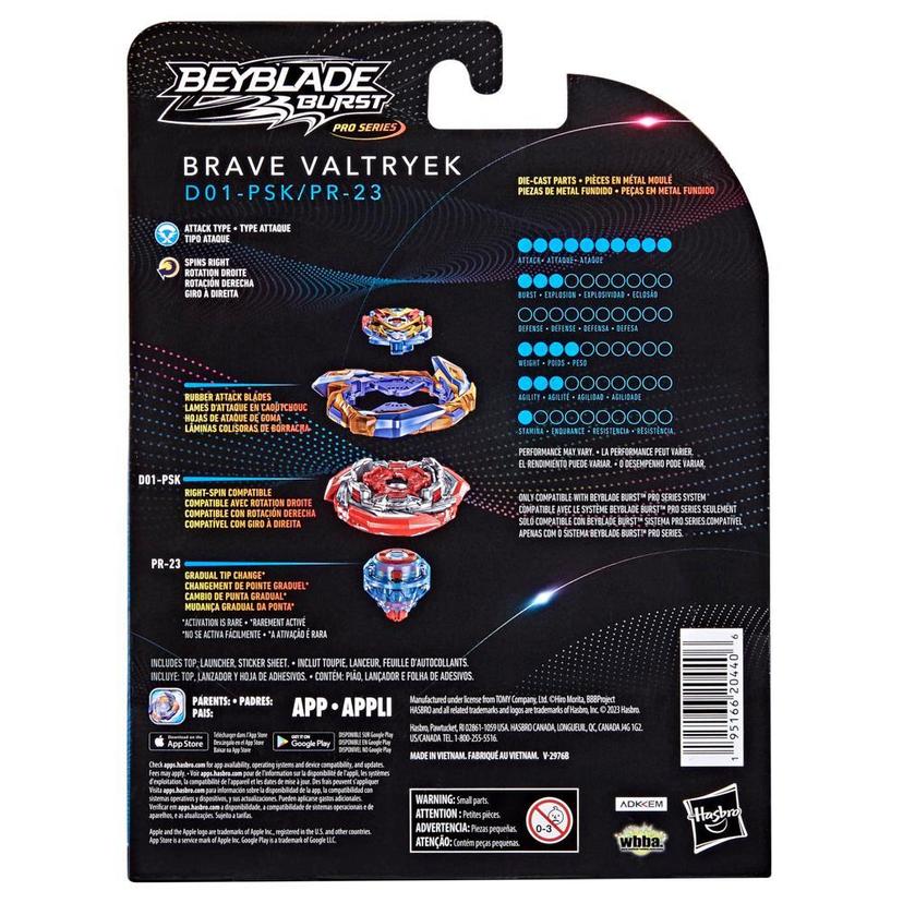 Beyblade Burst Pro Series Brave Valtryek Spinning Top Starter Pack,  Battling Game Top with Launcher 