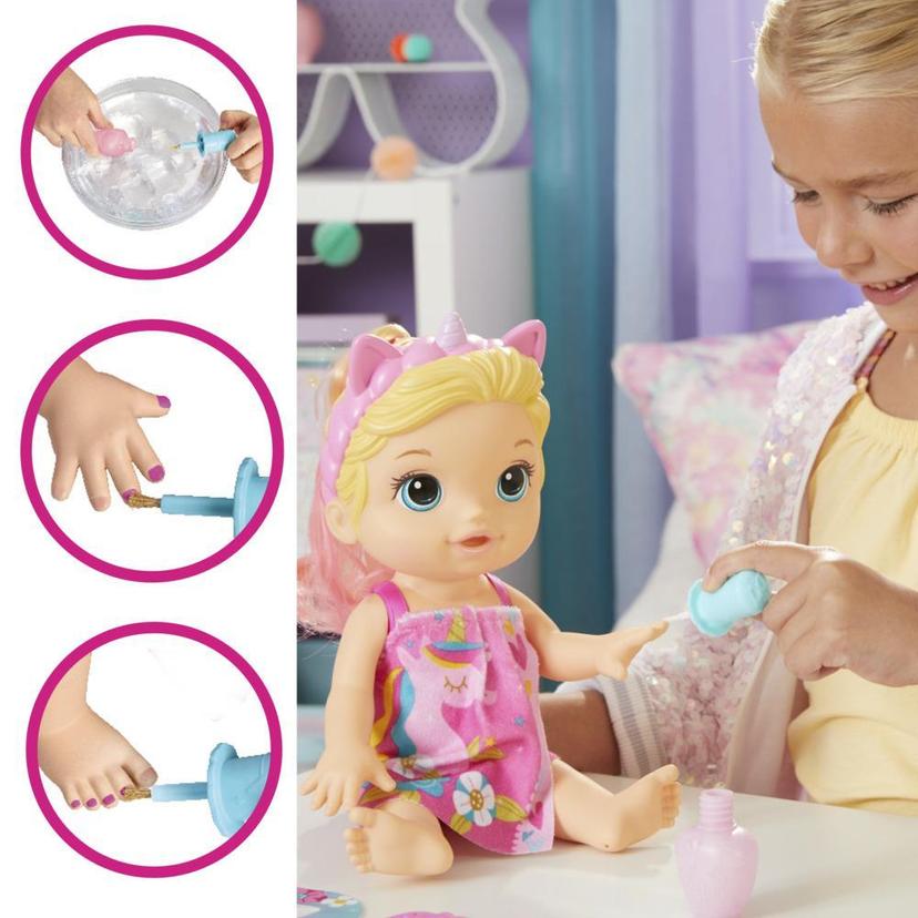 Baby Alive Glam Spa Baby Doll, Unicorn, Color Reveal Nails and Makeup, 12.8-Inch Waterplay Toy, Kids 3 and Up, Blonde Hair product image 1