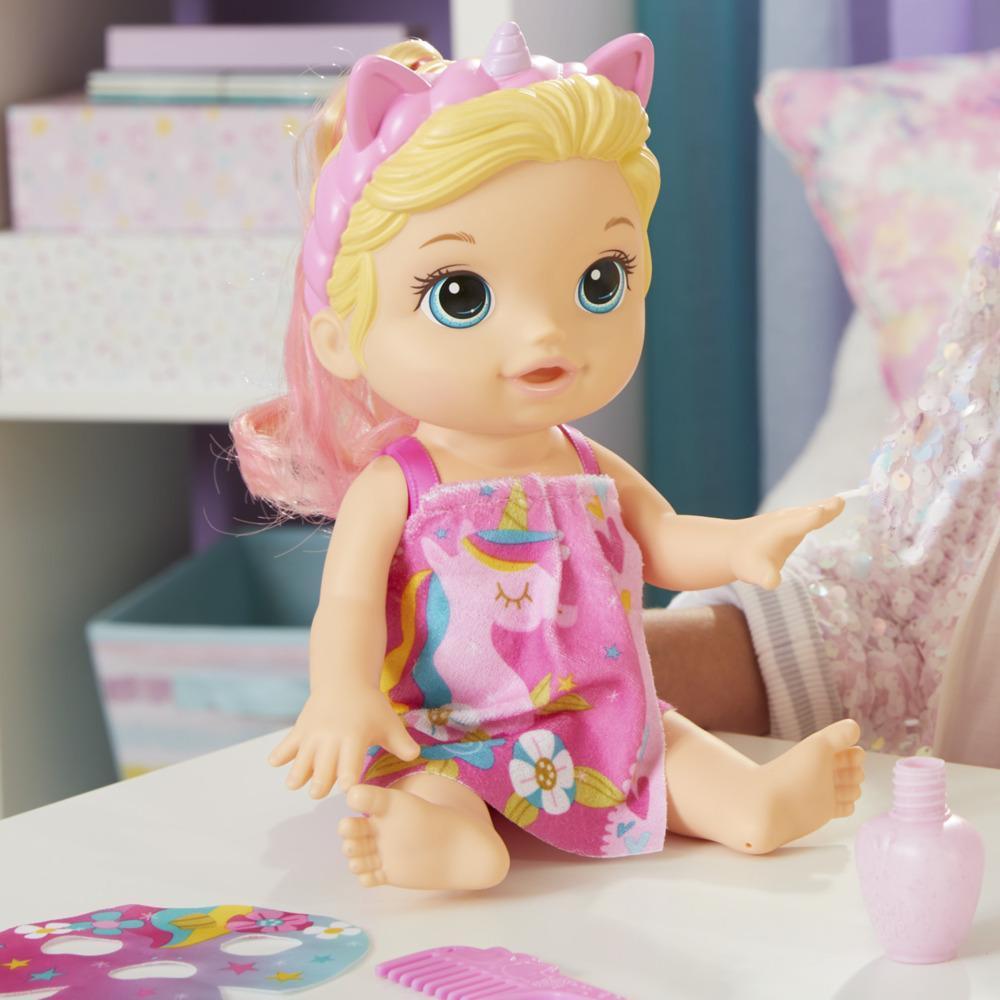 Baby Alive Glam Spa Baby Doll, Unicorn, Color Reveal Nails and Makeup, 12.8-Inch Waterplay Toy, Kids 3 and Up, Blonde Hair product thumbnail 1