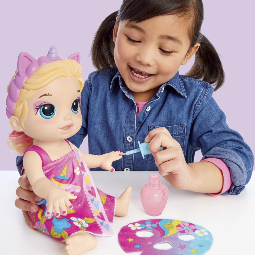 Baby Alive Glam Spa Baby Doll, Unicorn, Color Reveal Nails and Makeup, 12.8-Inch Waterplay Toy, Kids 3 and Up, Blonde Hair product thumbnail 1