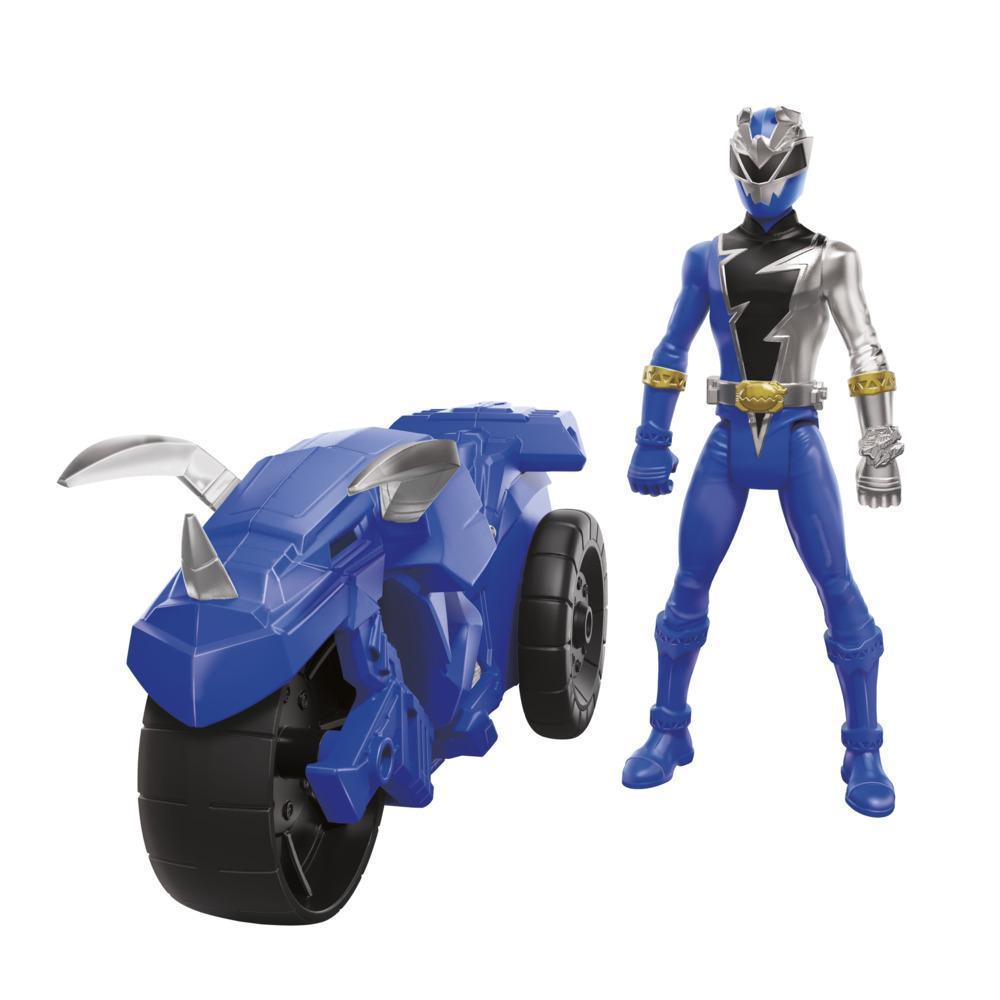 Power Rangers Dino Fury Rip N Go Tricera Battle Rider and Dino Fury Blue Ranger 6-Inch-Scale Vehicle and Figure, Toys product thumbnail 1