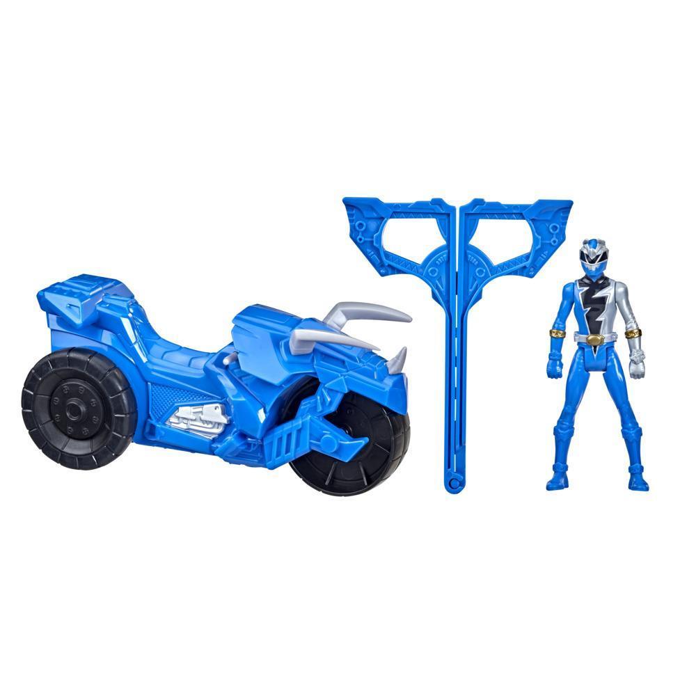 Power Rangers Dino Fury Rip N Go Tricera Battle Rider and Dino Fury Blue Ranger 6-Inch-Scale Vehicle and Figure, Toys product thumbnail 1