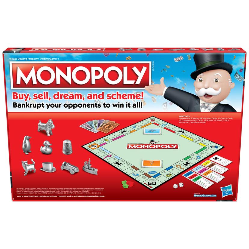 Monopoly Board Game for Ages 8  For 2 6 Players Includes 8 Tokens