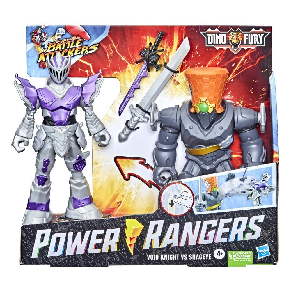 Power Rangers Dino Fury Battle Attackers 2-Pack Void Knight vs. Snageye Kicking Action Figure Toys For Ages 4 and Up product thumbnail 1