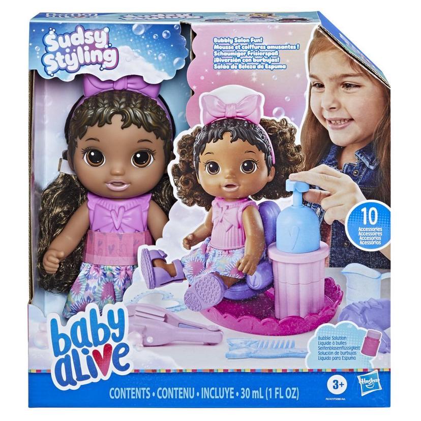 Baby Alive Sudsy Styling Doll, 12-Inch Toy for Kids 3 and Up, Salon Baby Doll Accessories, Bubble Solution, Black Hair product image 1