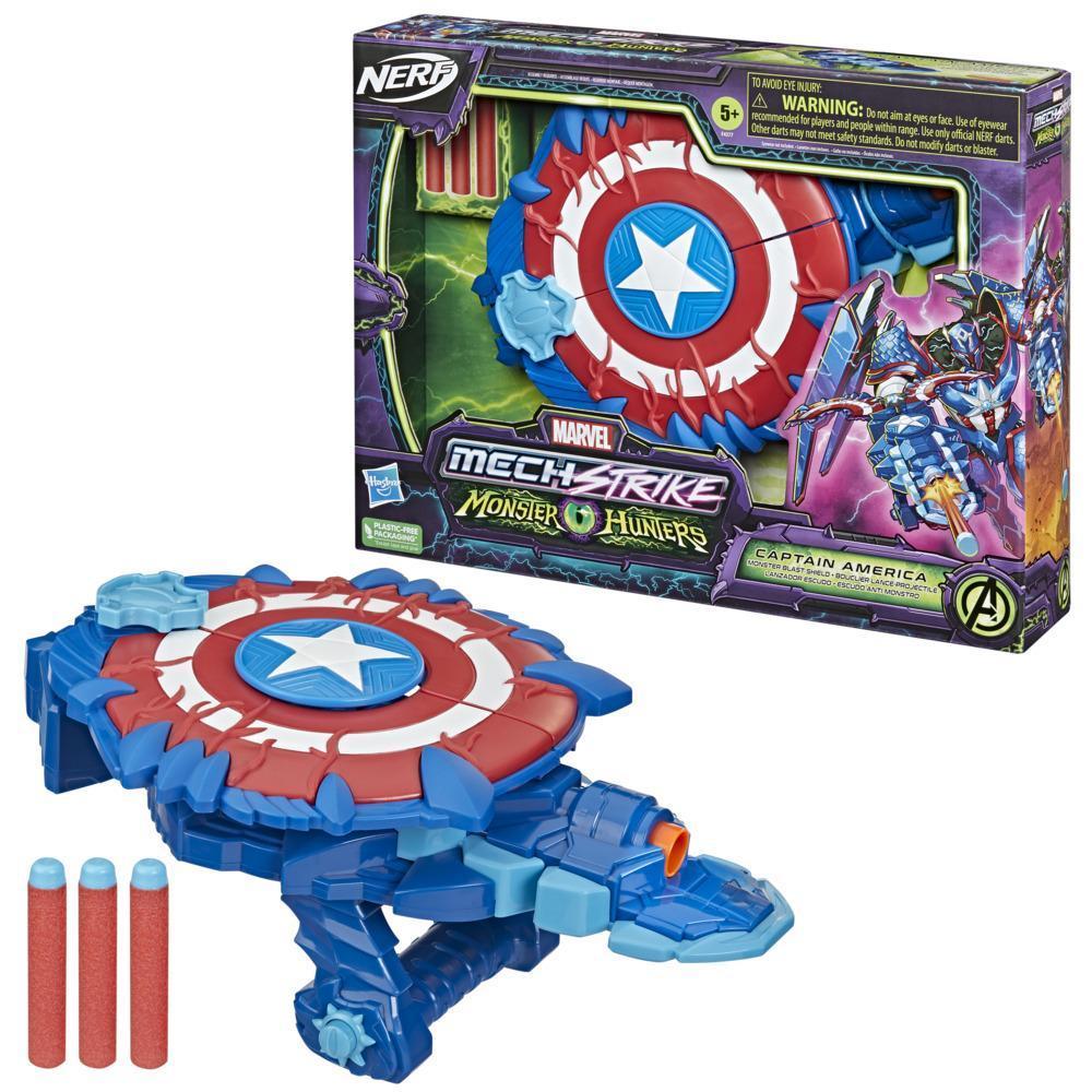 Marvel Avengers Mech Strike Monster Hunters Captain America Monster Blast Shield Roleplay Toy, Kids Ages 5 and Up product thumbnail 1