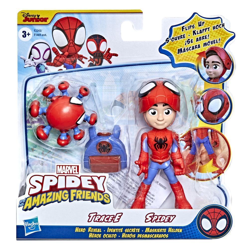 Marvel Spidey and His Amazing Friends Hero Reveal Figure 2-Pack, Mask Flip Feature, Spidey and Trace-E, Ages 3 And Up product thumbnail 1