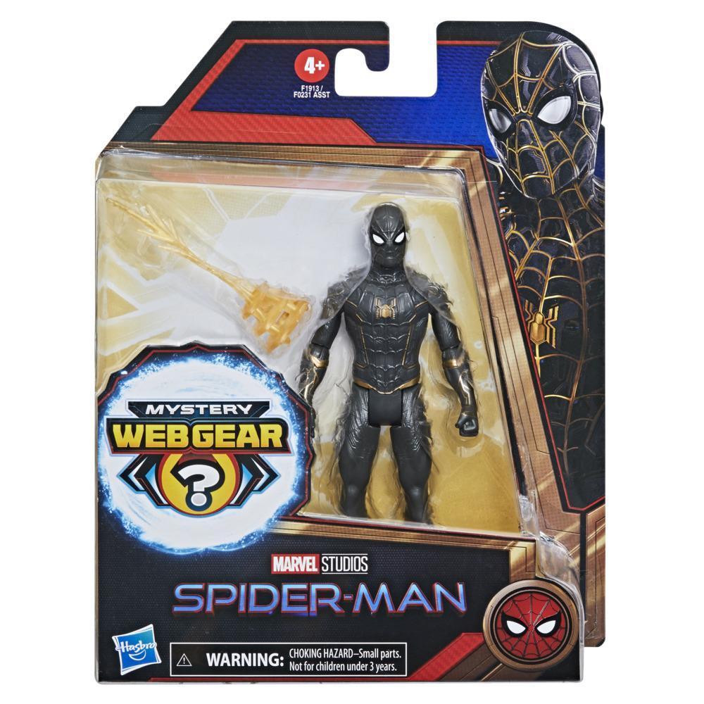 Marvel Spider-Man 6-Inch Mystery Web Gear Black and Gold Suit Spider-Man, 1 Mystery Web Gear Armor Accessory and  1 Character Accessory, Ages 4 and Up product thumbnail 1