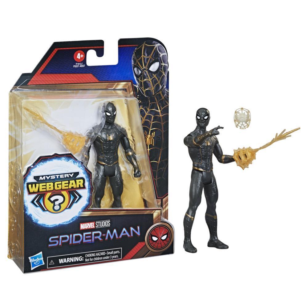 Marvel Spider-Man 6-Inch Mystery Web Gear Black and Gold Suit Spider-Man, 1 Mystery Web Gear Armor Accessory and  1 Character Accessory, Ages 4 and Up product thumbnail 1